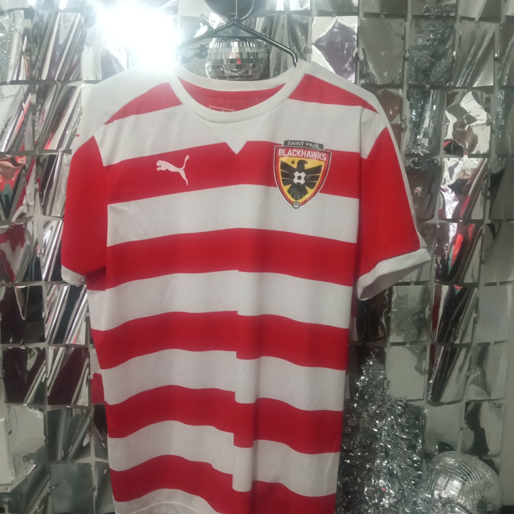 Puma Red and White Striped Jersey